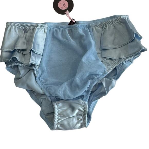 LIVIARA Silk stretch charmeuse ruffle Light Blue Bikini Bottoms NEW Size Medium - Picture 6 of 15